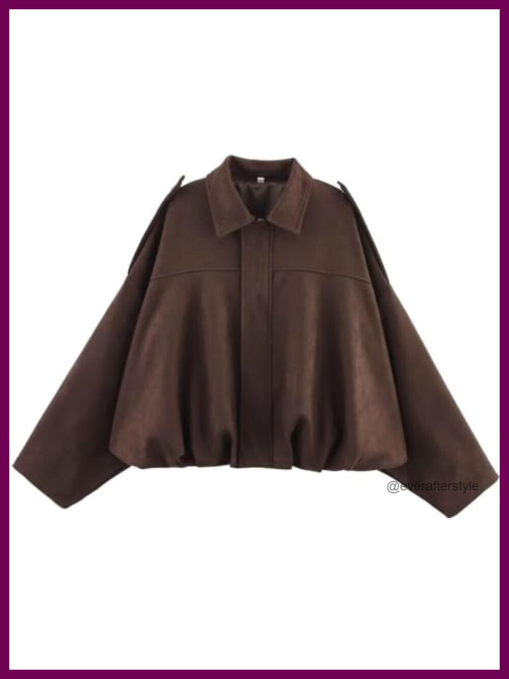 Faux Suede Oversized Cropped Bomber Jacket Batwing Sleeve